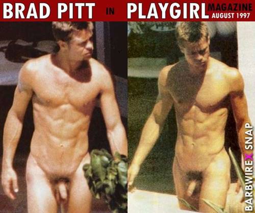 Ator americano Brad Pitt mostrando a pica em foto nu