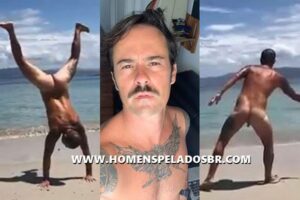 Vídeo do ator Paulinho Vilhena nu na praia