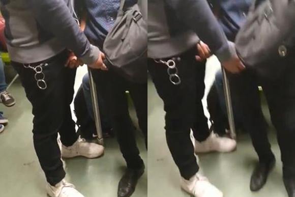 Pegação entre machos no metrô lotado