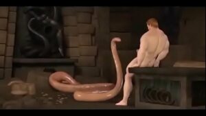 Homem sarado fodendo com uma cobra em desenho gay