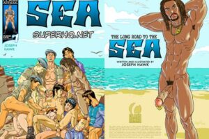 Sexo gay em quadrinhos: Homens transando na praia