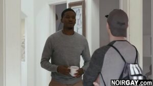 Black guy lifts and fucks white gay