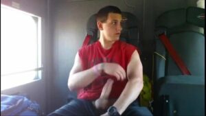 Gay trucker man masturbation in car