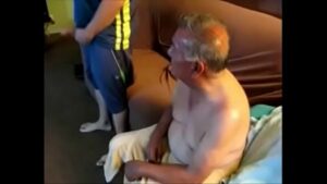 Grandpa show gay cock urinal