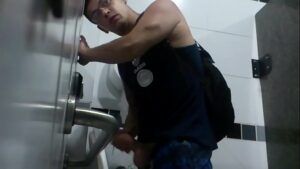 Video gay jerk cum public toilet