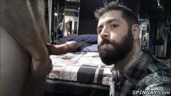 Beard guy being suck in the bed porn gay