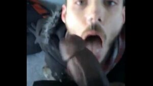 Gay swallowing all the black fat cock