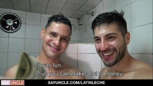 Blonde hunk gay shower