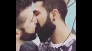 Gay bearded kiss