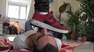 Male foot dominates sneakers slaves gay