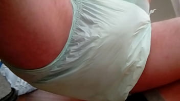 Cumming in water soaked Diaper. Abdl Nappy